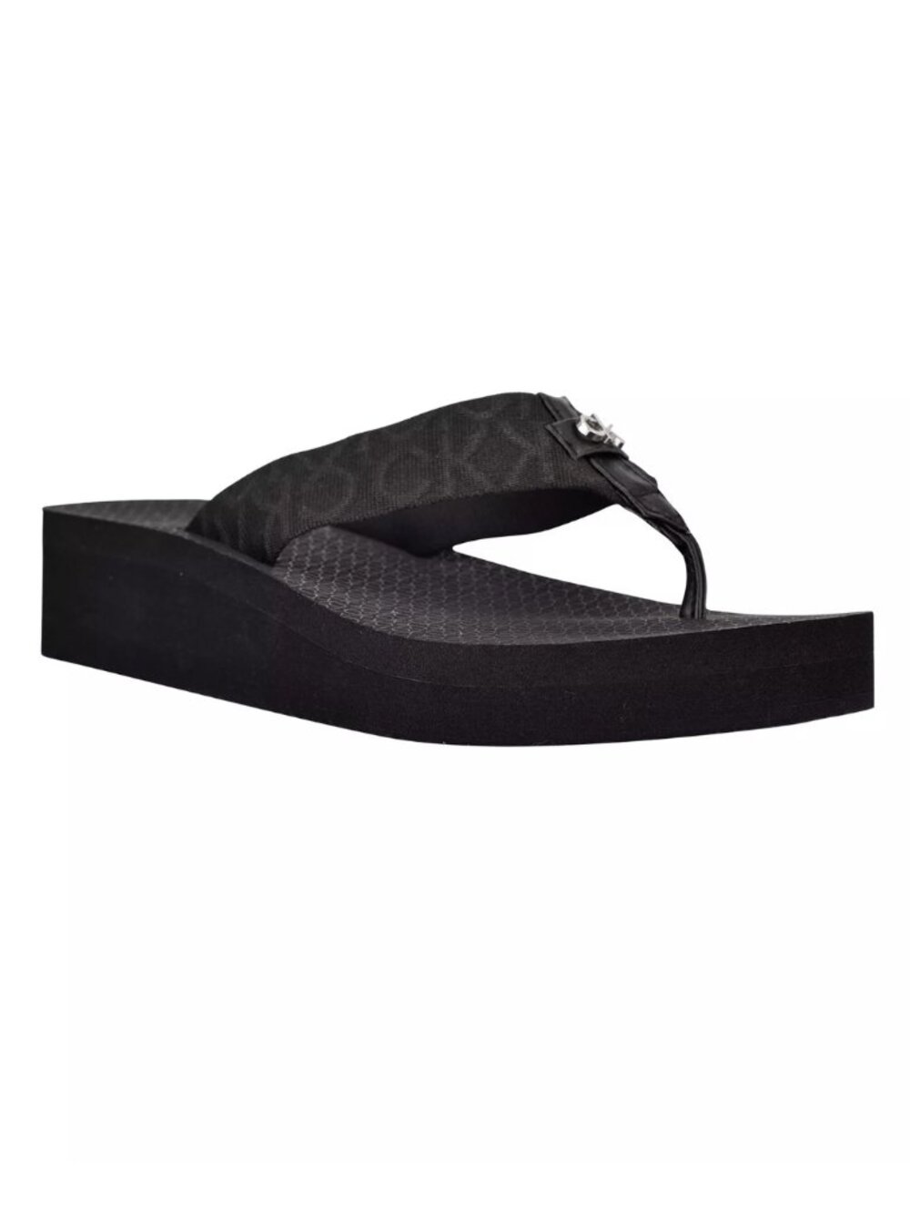 Calvin Klein Meena Platform Flip Flop Sandals Black Logo Women's - 8M